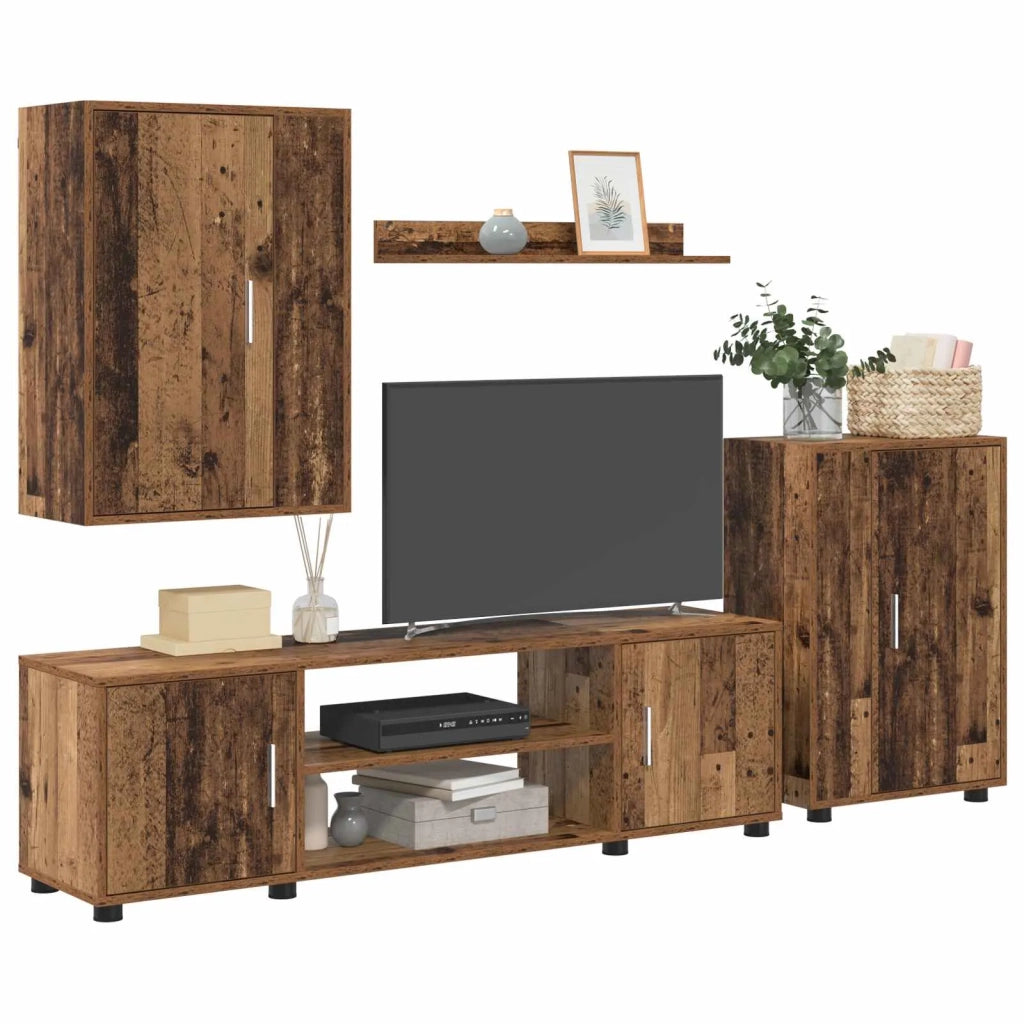 Set mobile TV 4 pcs Legno vecchio Legno multistrato 3397902