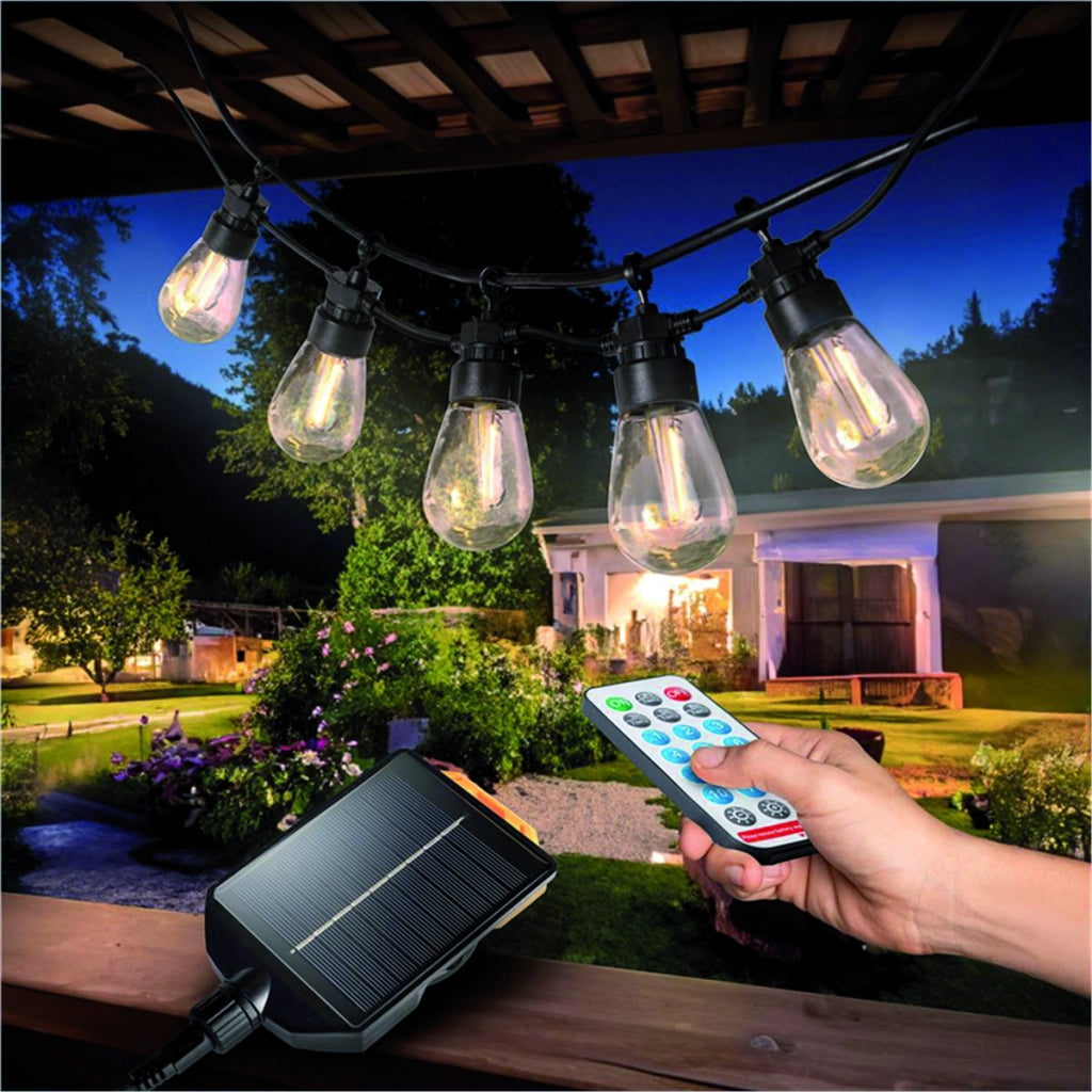 Suprema CATENA LUMINOSA SOLARE CON GIOCHI DI LUCE, 10 led, 5W, mt. 5x10 luci, luce calda