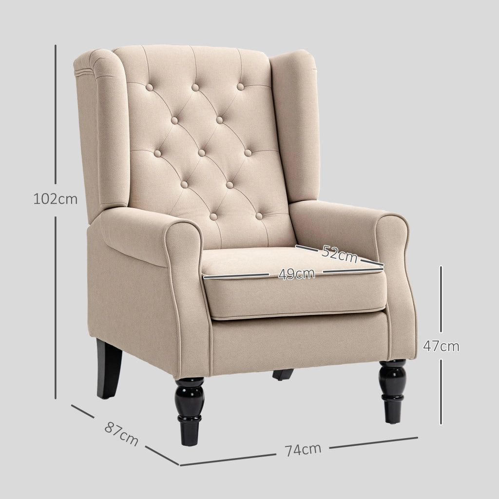 Poltrona in Velluto Reclinabile Massaggiante con Poggiapiedi ¨C Zephmum ¨C Beige 74x86x102 cm