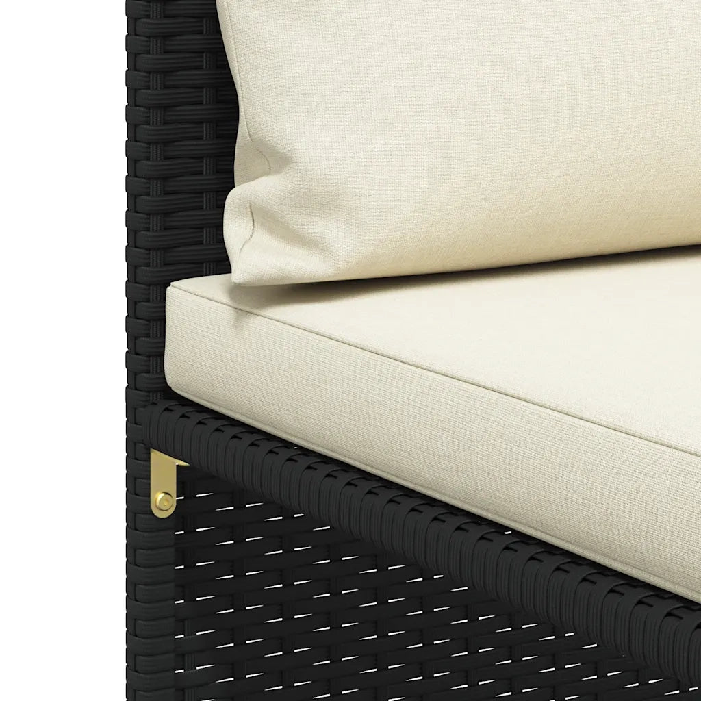 Divano da Giardino a 4 Posti con Cuscini Nero in Polyrattan 313515