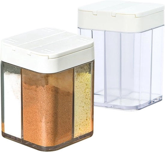 Pacco di 2 strumenti per polverizzare erbe 4 in 1, contenitori per erbe trasparenti, per campeggio, contenitori per erbe con piccoli fori regolabili, adatti per campeggio, viaggi, casa, cucina, contenitori per erbe da griglia