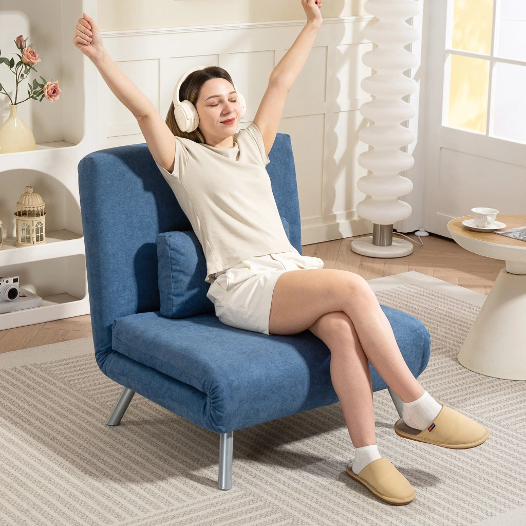 Poltrona letto ¨C Minimal ¨C Blu, tessuto, con cuscino