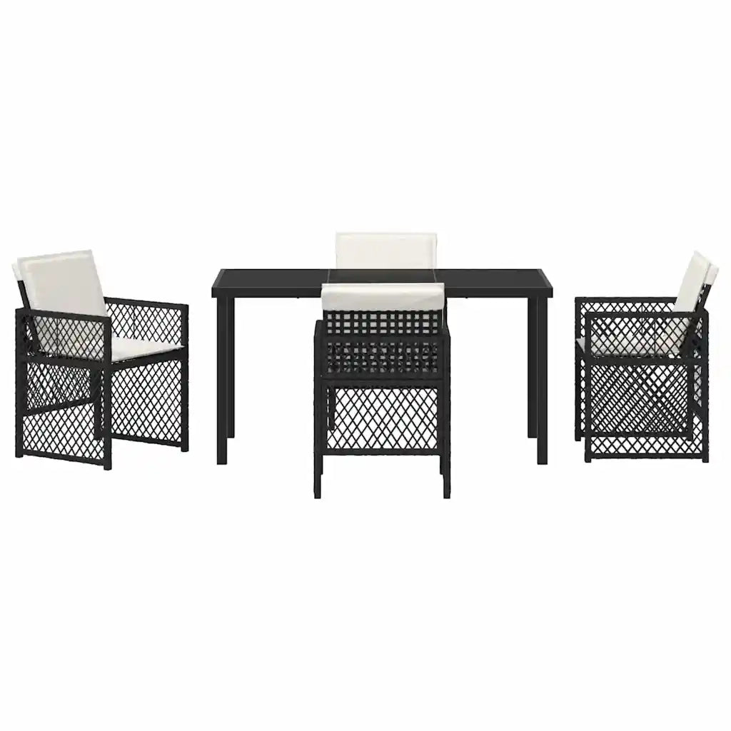 Set da Pranzo per Giardino 5 pcs Nero polyrattan