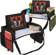 Tavolo per auto con pannelli scritti per bambini | Compagno di viaggio essenziale | Tavolo per bambini per auto | Sostegno per tablet | Portabibite | Spazio per giocattoli | Organizzatore per auto e sedile aereo (2-pack)