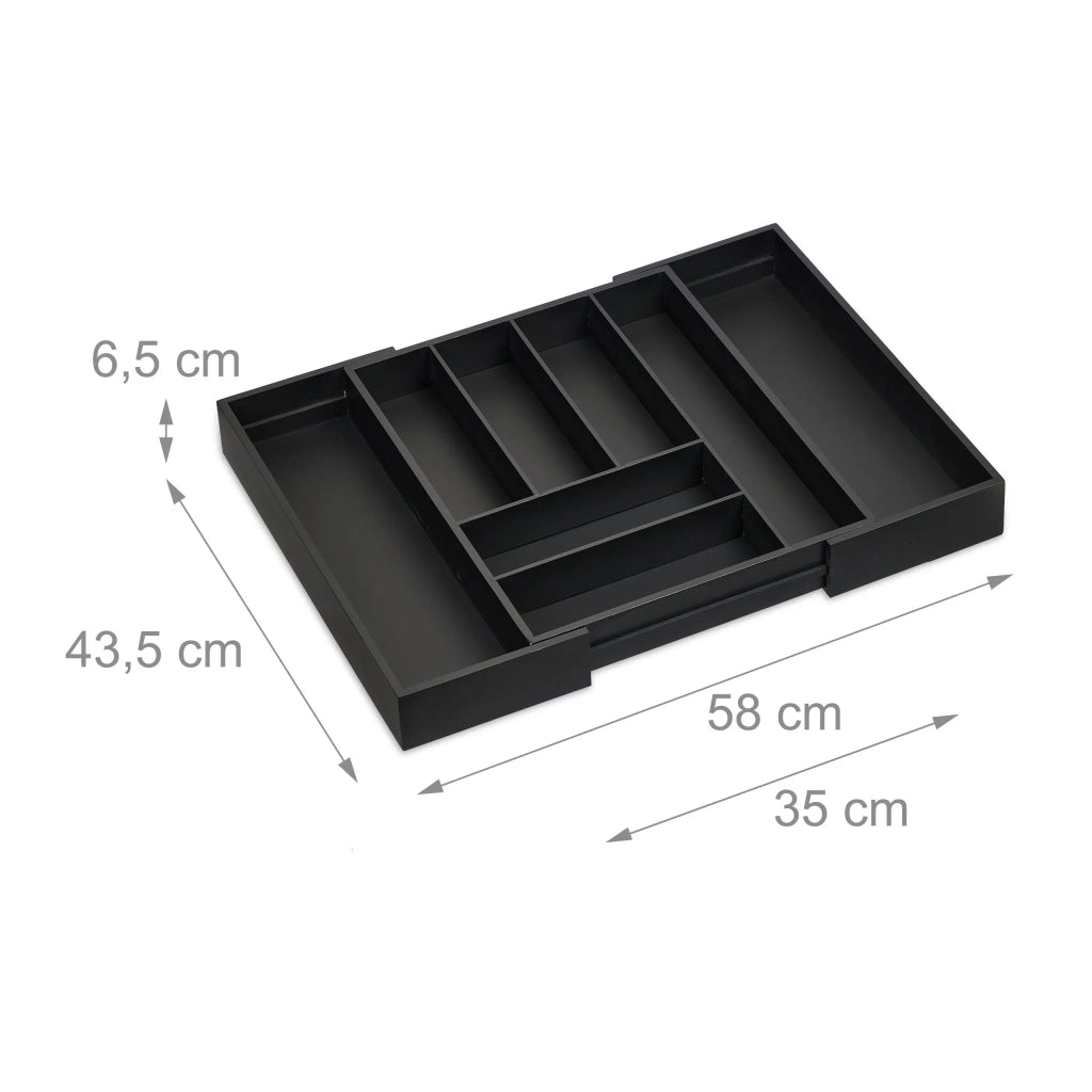 Portaposate estensibile per cassetto 6 scomparti pratica cucina in bambù nero 13_0013452