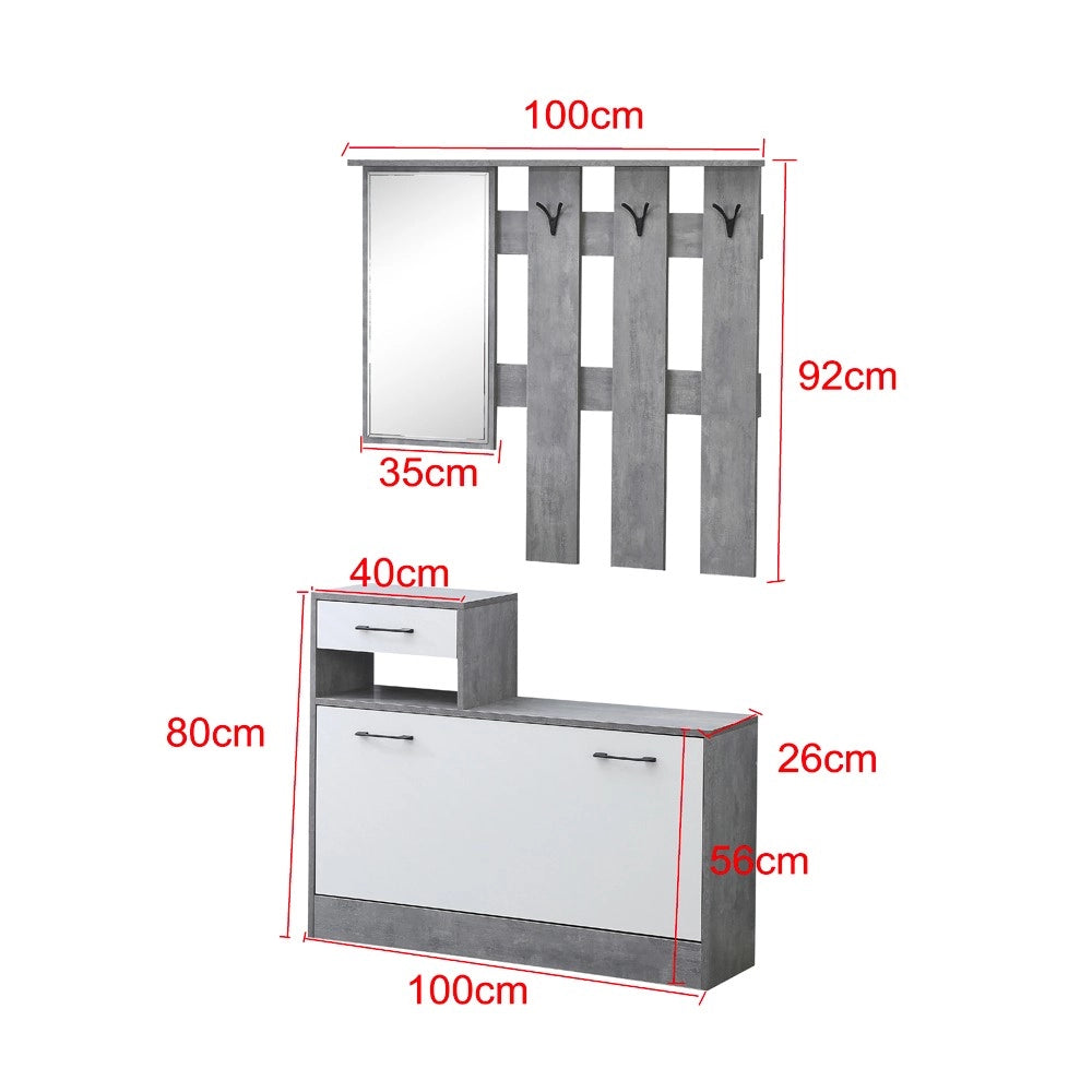 Mobile ingresso con specchio RudolfXL colore rovere e beige