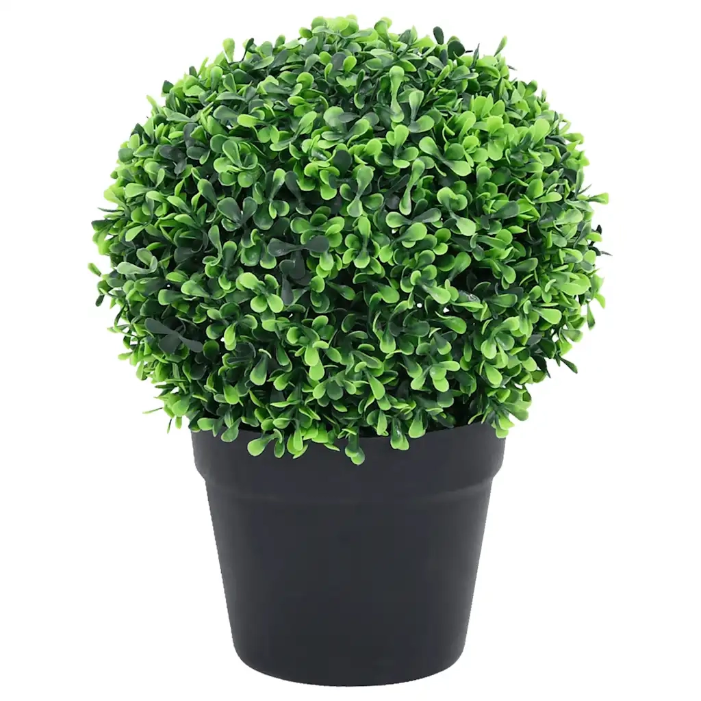 Piante di Bosso Artificiale 2 pz a Sfera con Vaso-Piante Decorative Verde 37 cm