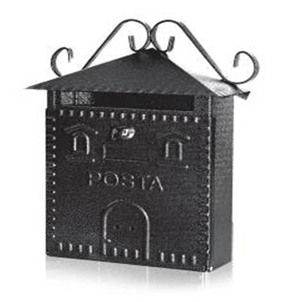 Trade Shop - Cassetta Posta Postale In Ferro Battuto Esterno Buca Lettere 30x36x10cm -