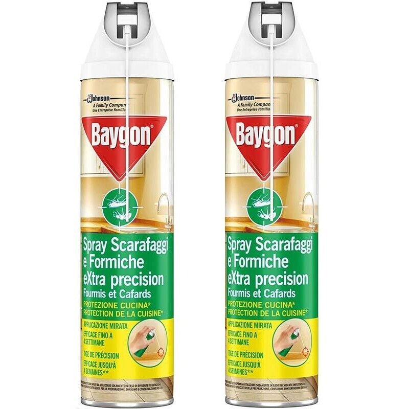 SET 2 CONFEZIONI BAYGON INSETTICIDA SCARAFAGGI E FORMICHE SPRAY 400 ML CIASCUNA