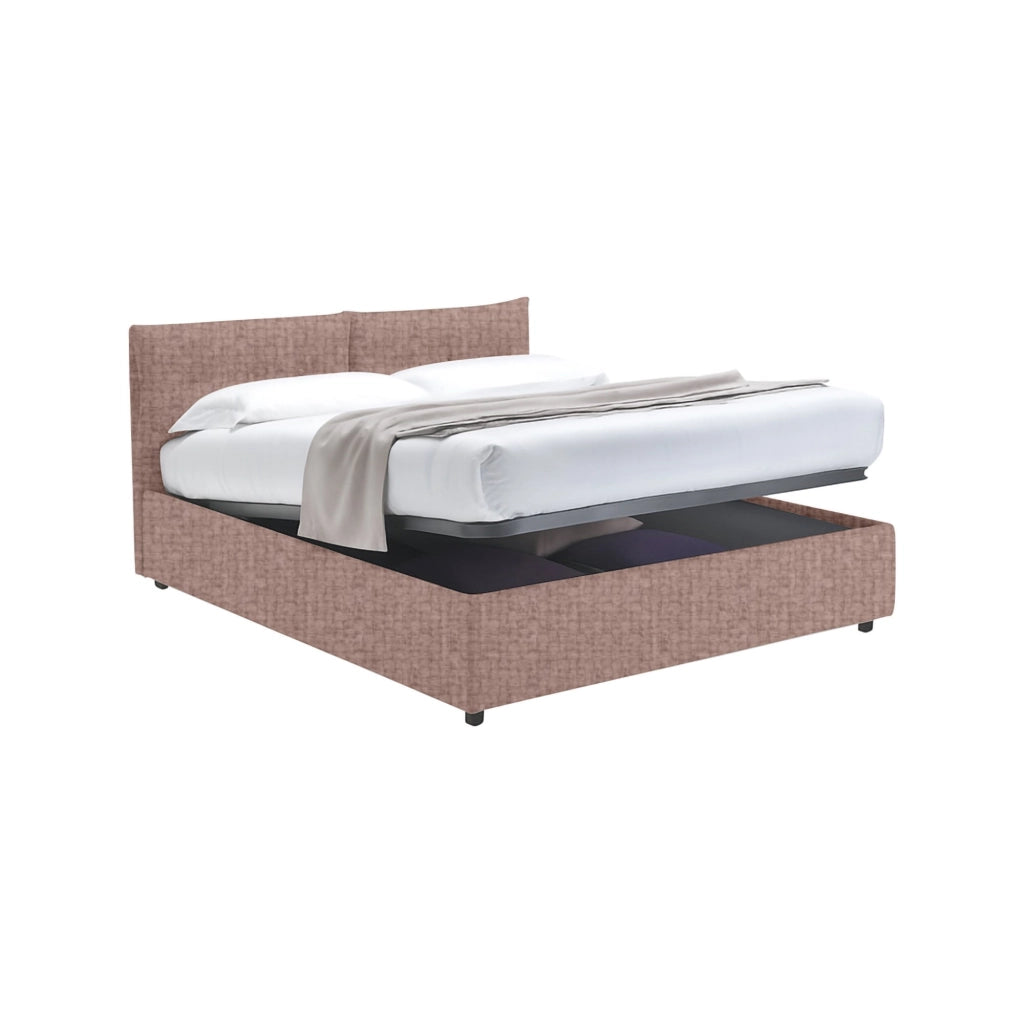 Bath, Letto Matrimoniale Sfoderabile Made in Italy, Rosa Antico