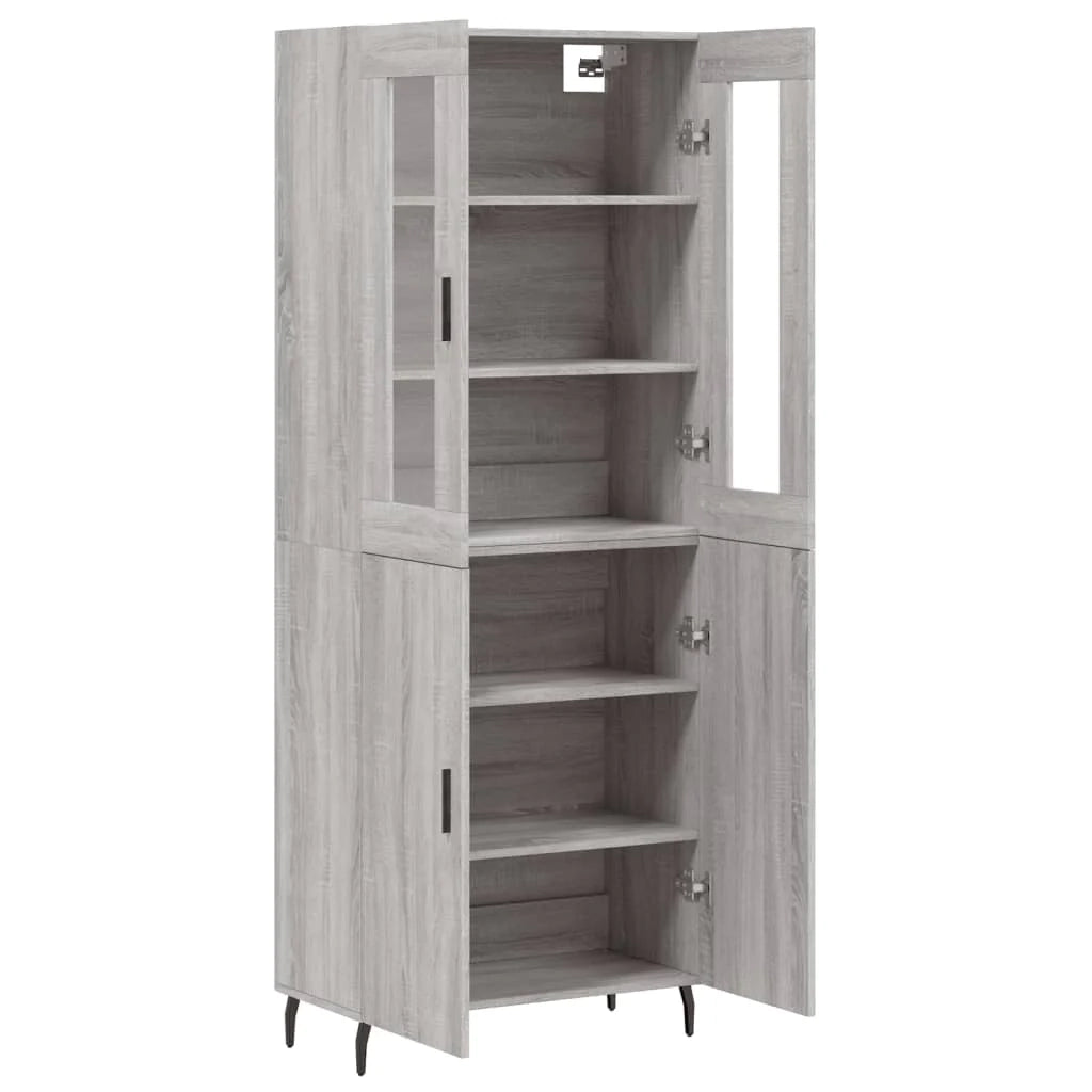 Buffet credenza cassettiera armadio mobile contenitore organizer cucina soggiorno salotto rovere Sonoma alto 69,5 x 34 x 180 cm legno ingegnerizzato grigio 02_0035568