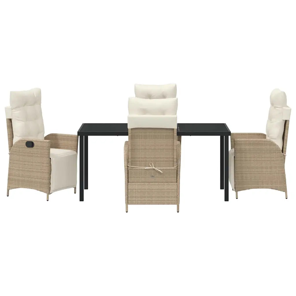 Set da Pranzo per Giardino con cuscino 5 pcs Beige polyrattan