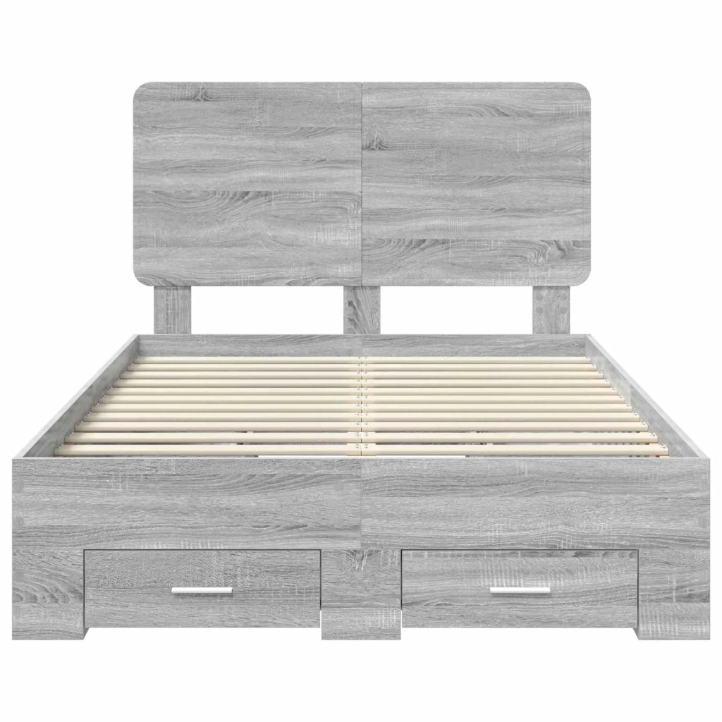Letto matrimoniale | Letto per adulti | Struttura del letto con testiera Grigio Sonoma 120 x 190 cm