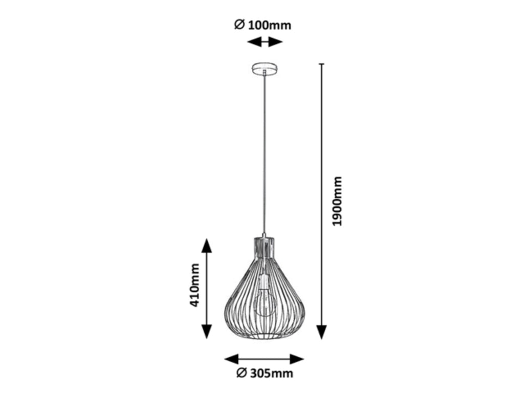 Lampada a sospensione industriale E27 nera Rabalux Zille