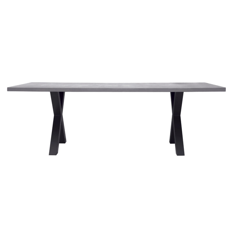 Tavolo Amantea 220x100 Alluminio Antracite Piano Resina Grigio Moia