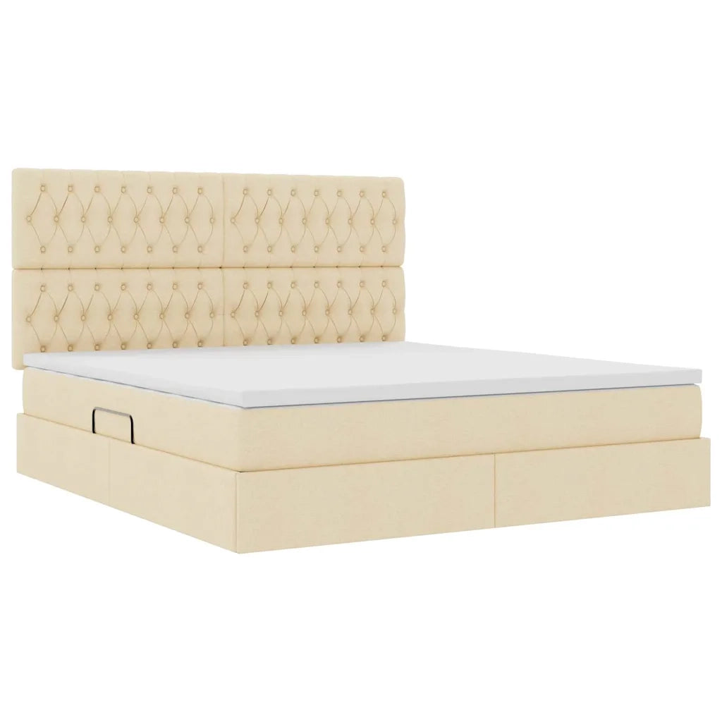 Letto con contenitore e LED Crema 180 x 200 cm Poliestere