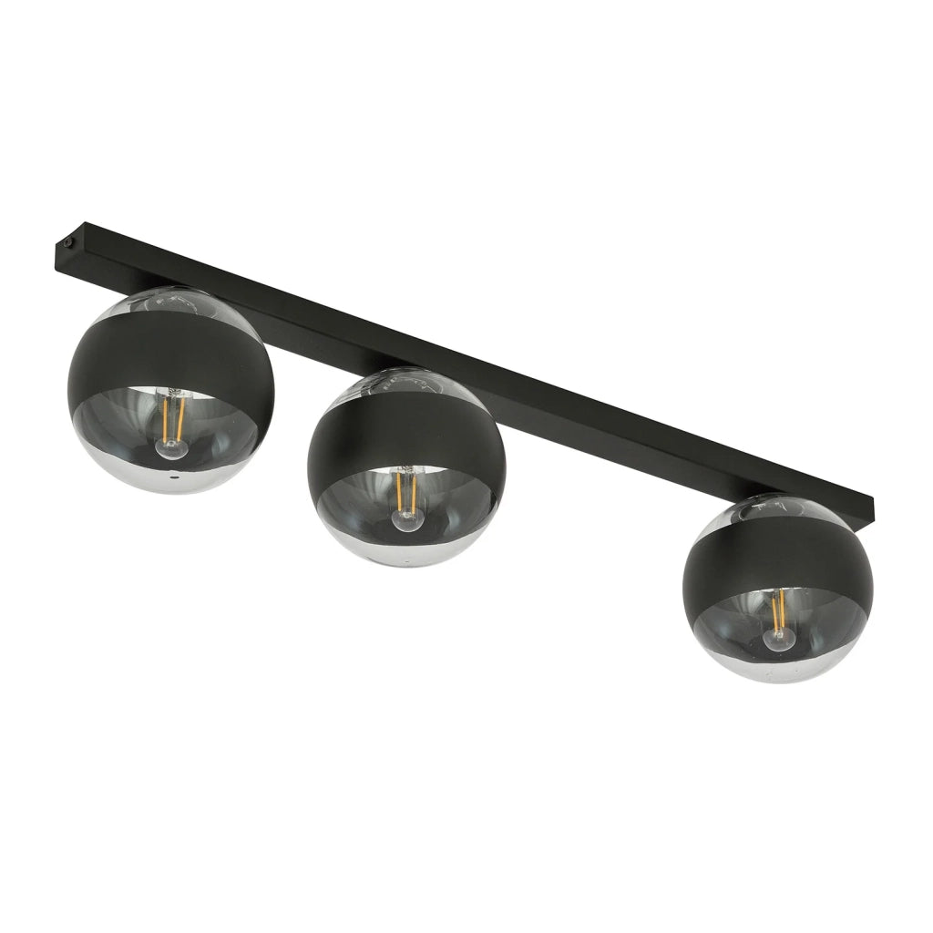Plafoniera Moderna Giapeto Acciaio Nero 3 Luci E14 Ip20