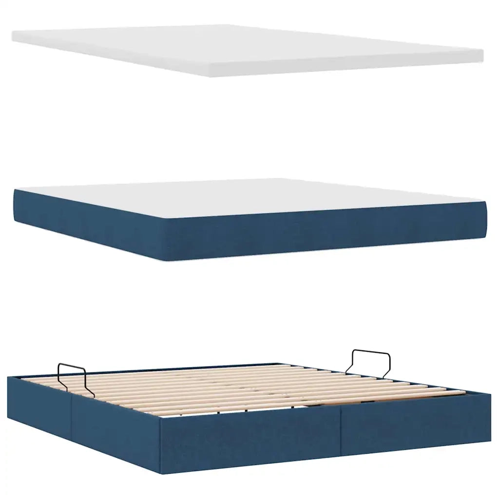 Letto con contenitore e materasso con testiera Blu 180 x 200 cm 3370592
