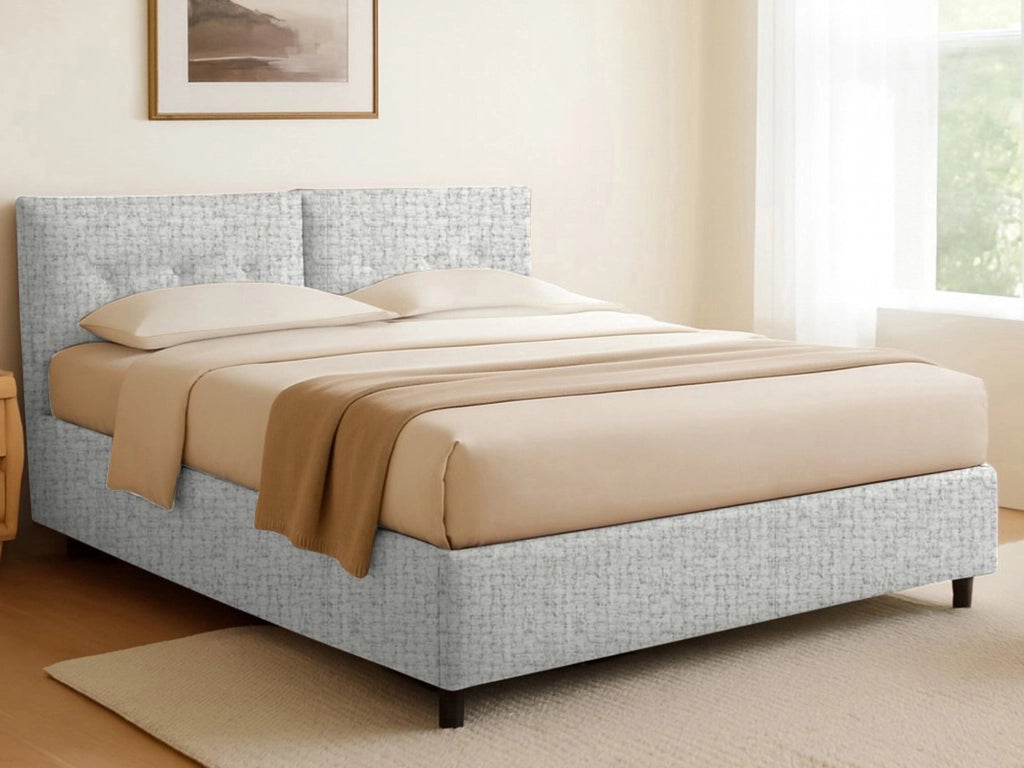 Exeter, Letto Singolo Sfoderabile Made in Italy, Grigio Chiaro