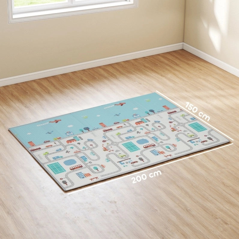 Tappeto gioco ULEVR per neonati 195x146,5 cm, pieghevole e antiscivolo con imbottitura 1,5 cm, multicolore