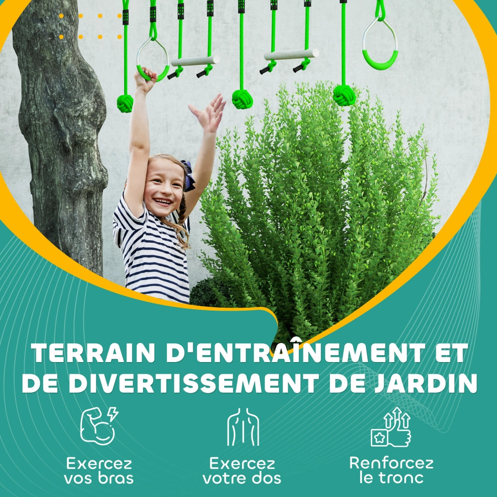 Set Parcours Ninja per Bambini 10m ¨C Minimal ¨C Verde