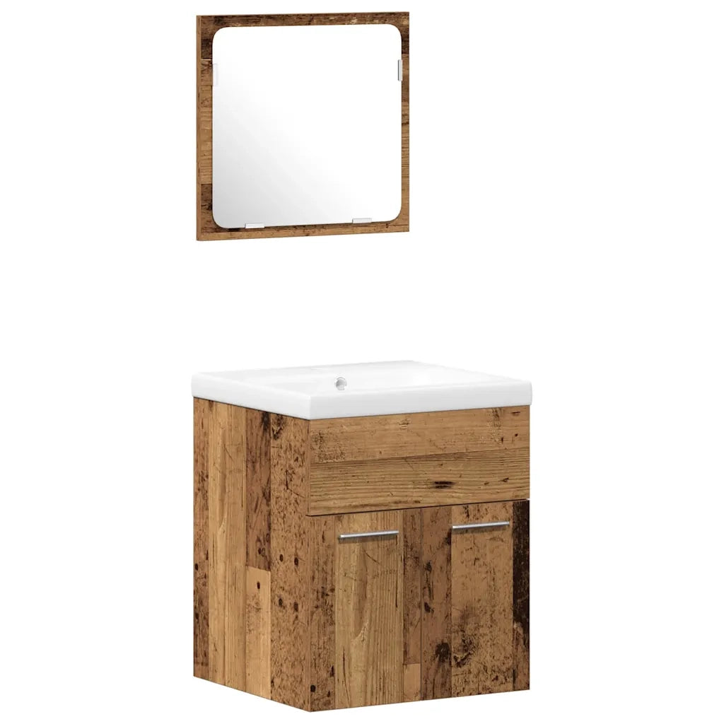 Set di mobili per il bagno con lo scaffale 4 pcs Legno vecchio 3332564