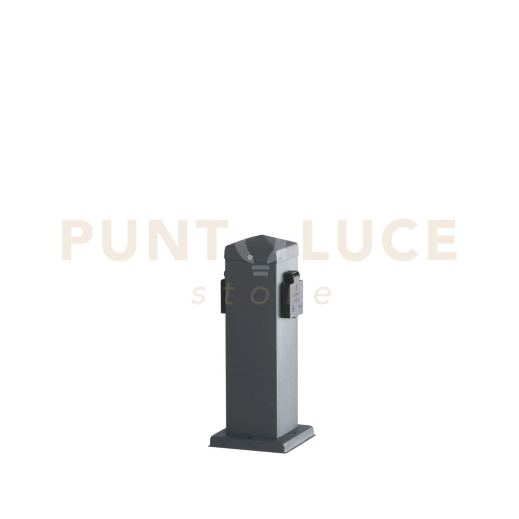 PALETTO STATION ANTRACITE CON 2 SCHUKO 15A 2500W 12X12X30CM
