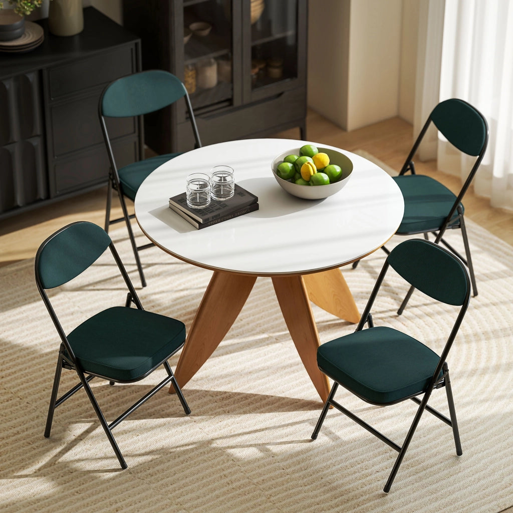Sedia da pranzo imbottita ¨C Minimal ¨C blu, velluto, 4 pezzi
