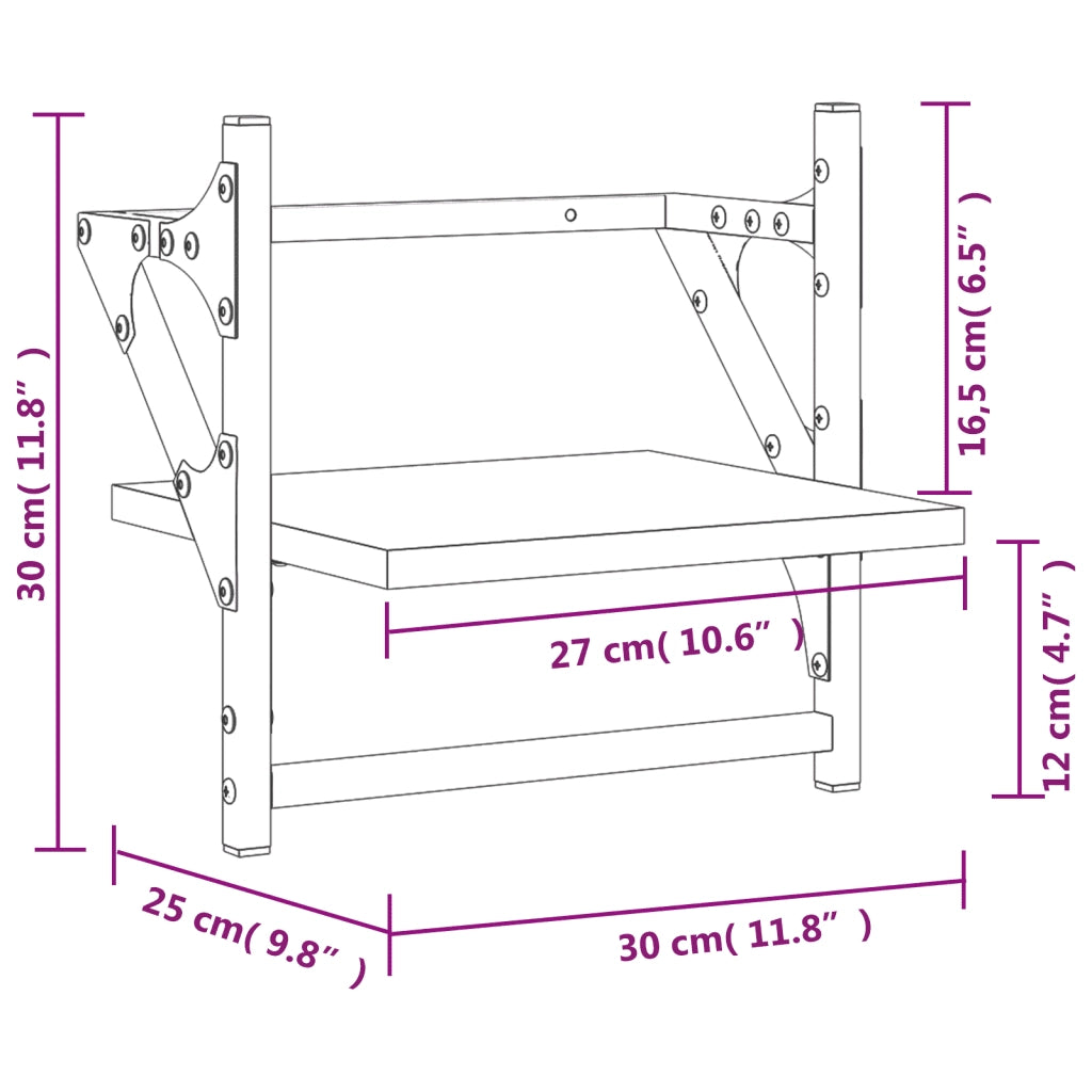 Mensole a Parete con Aste 2pz Grigio Sonoma 30x25x30 cm 836236