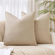 Set di 2 cuscini - Copricuscini decorativi - Chiusura a zip nascosta - 40 x 40 cm - Taupe - Adatto per camera da letto e soggiorno