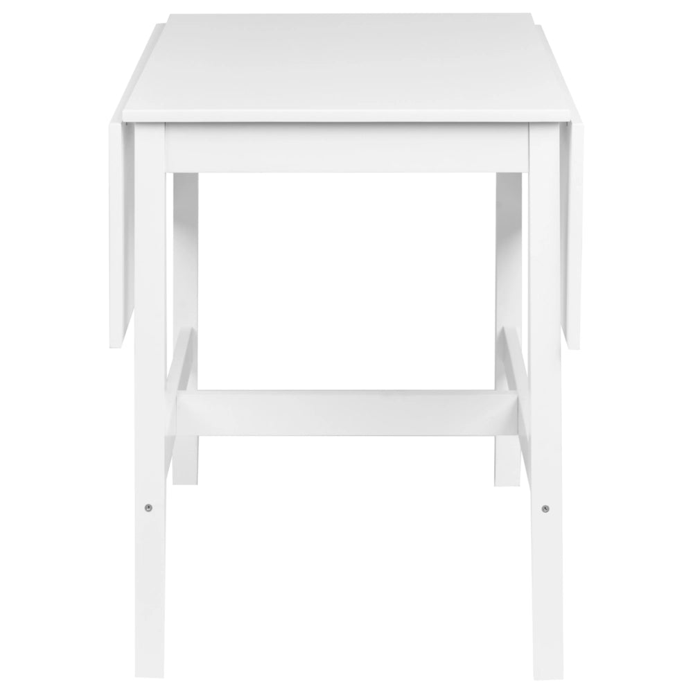 Tavolo da pranzo in legno di pino bianco 60/120 x 74 cm, allungabile con ante ribaltabili e gambe in legno, stile minimalista scandinavo