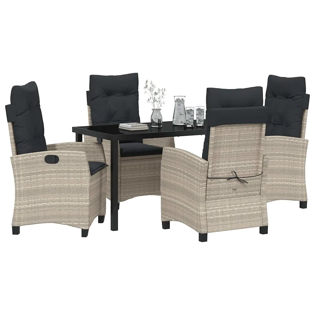 Set da Pranzo per Giardino 5 pcs Grigio chiaro polyrattan