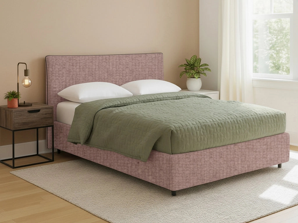 Crewe, Letto Matrimoniale Sfoderabile Made in Italy, Rosa Antico