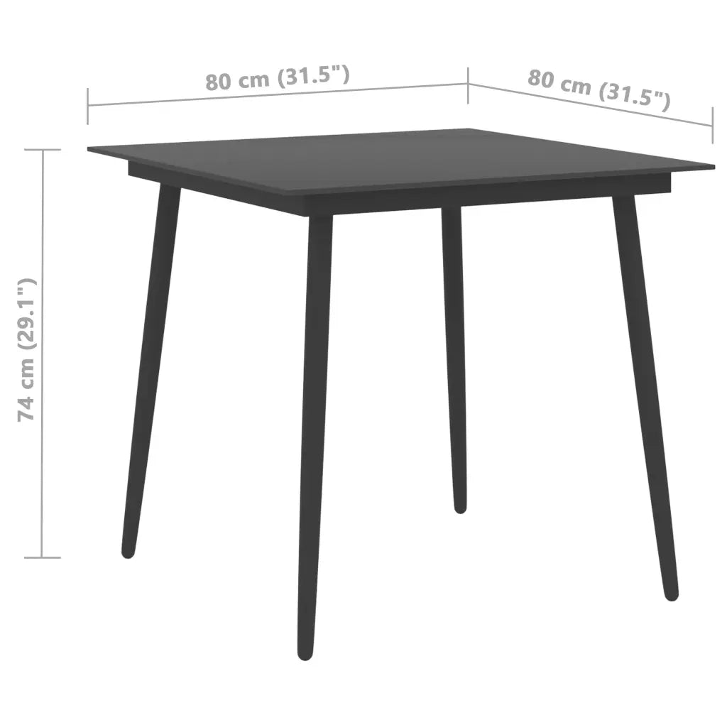 Set da Pranzo da Giardino 5 pz in Rattan PVC Nero