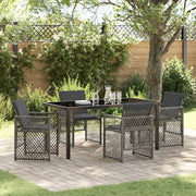 Set da Pranzo per Giardino 5 pcs Grigio polyrattan