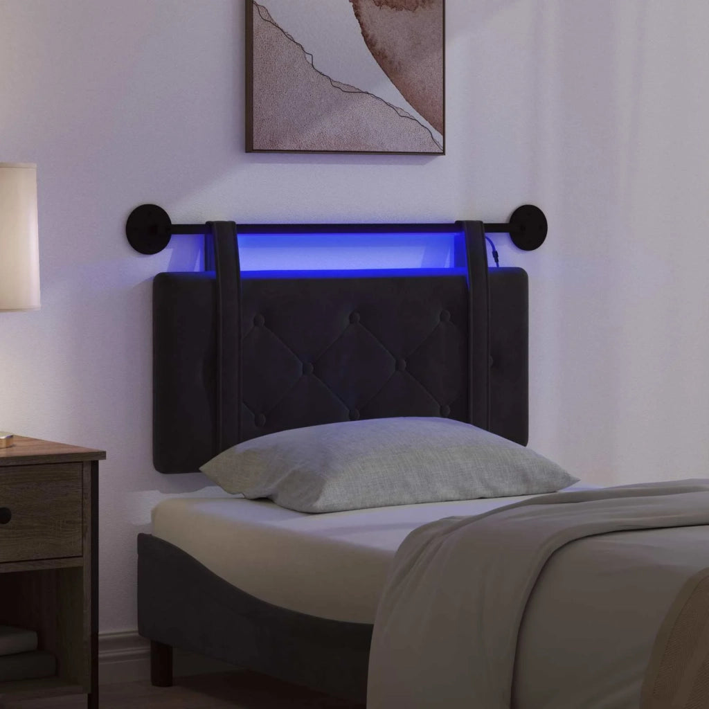 Testiera sospesa Con luce LED Nero Velluto 3424062