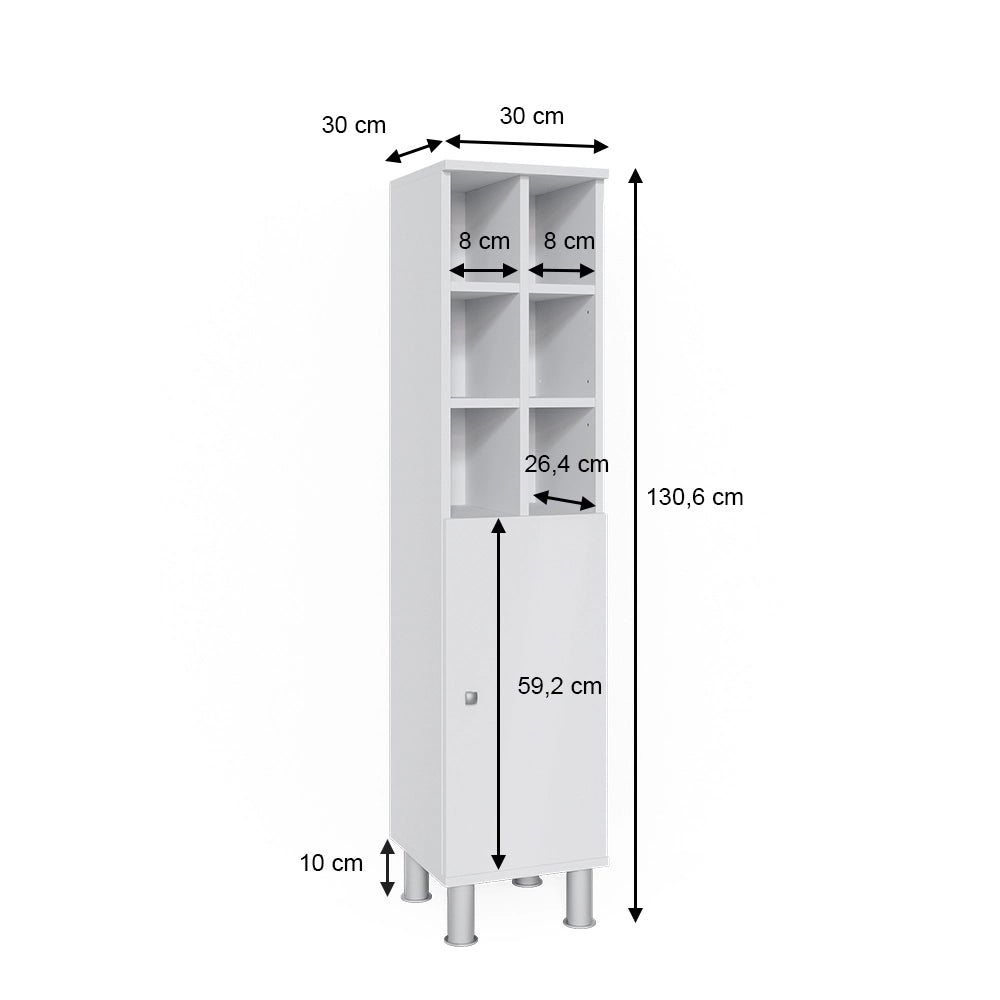 Mobiletto bagno Fynn Bianco 30 x 130.6 cm porta grande Vicco