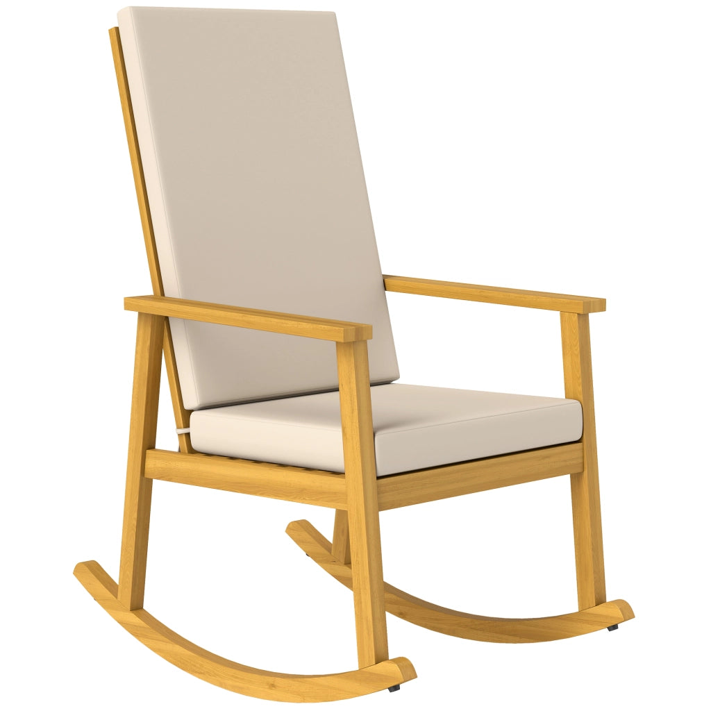 Poltrona dondolo in legno ¨C Minimal ¨C Beige 60x89x107 cm