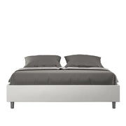 BS COM Letto matrimoniale con rete imbottito 160x210 similpelle bianco