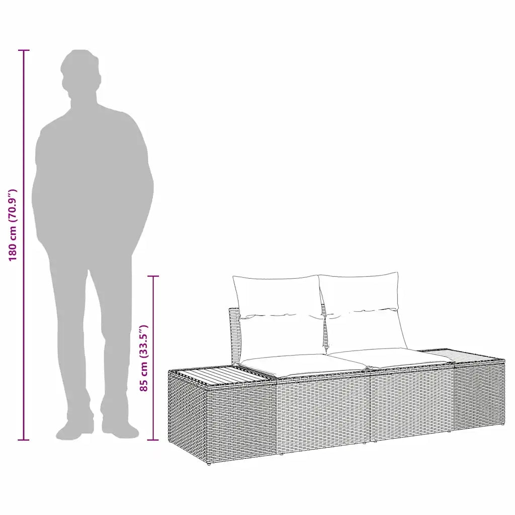 Divano da giardino Nero 184 x 62 x 85cm polyrattan 42006818