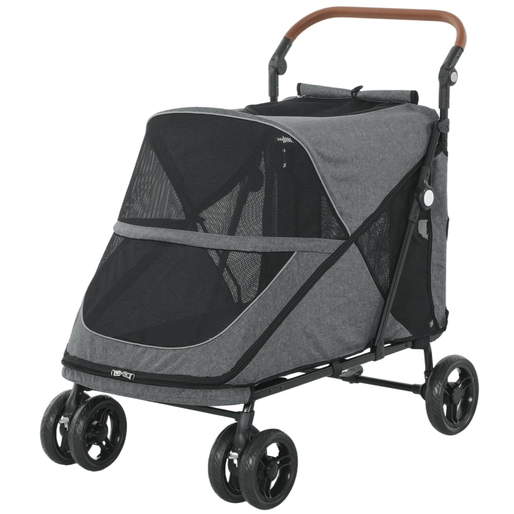Passeggino per Cani Pieghevole ¨C Xylo ¨C Per Cani Grandi fino 30kg Ruote 360¡ã Grigio