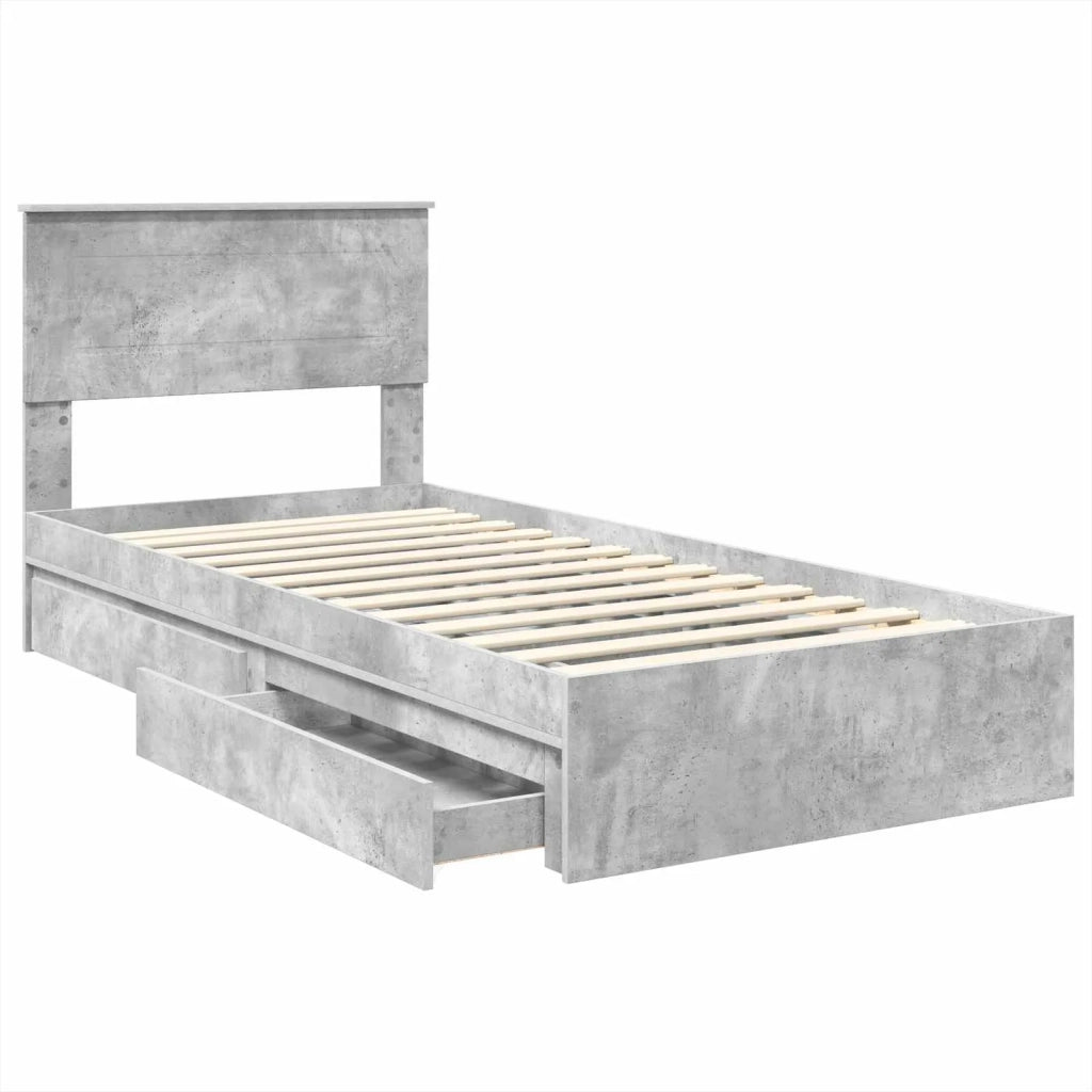 Letto con Contenitore con testiera Grigio cemento 70 x 190 cm