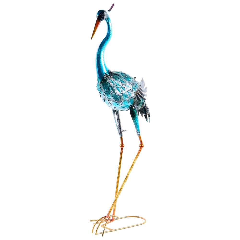 Statua da giardino in ferro blu, scultura di animale in piedi a grandezza naturale realizzata a mano