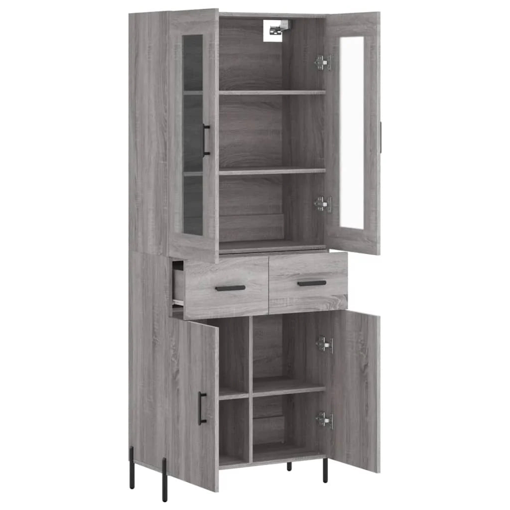 Buffet credenza cassettiera armadio mobile contenitore organizer cucina soggiorno salotto rovere Sonoma alto 69,5 x 34 x 180 cm legno ingegnerizzato grigio 02_0035616