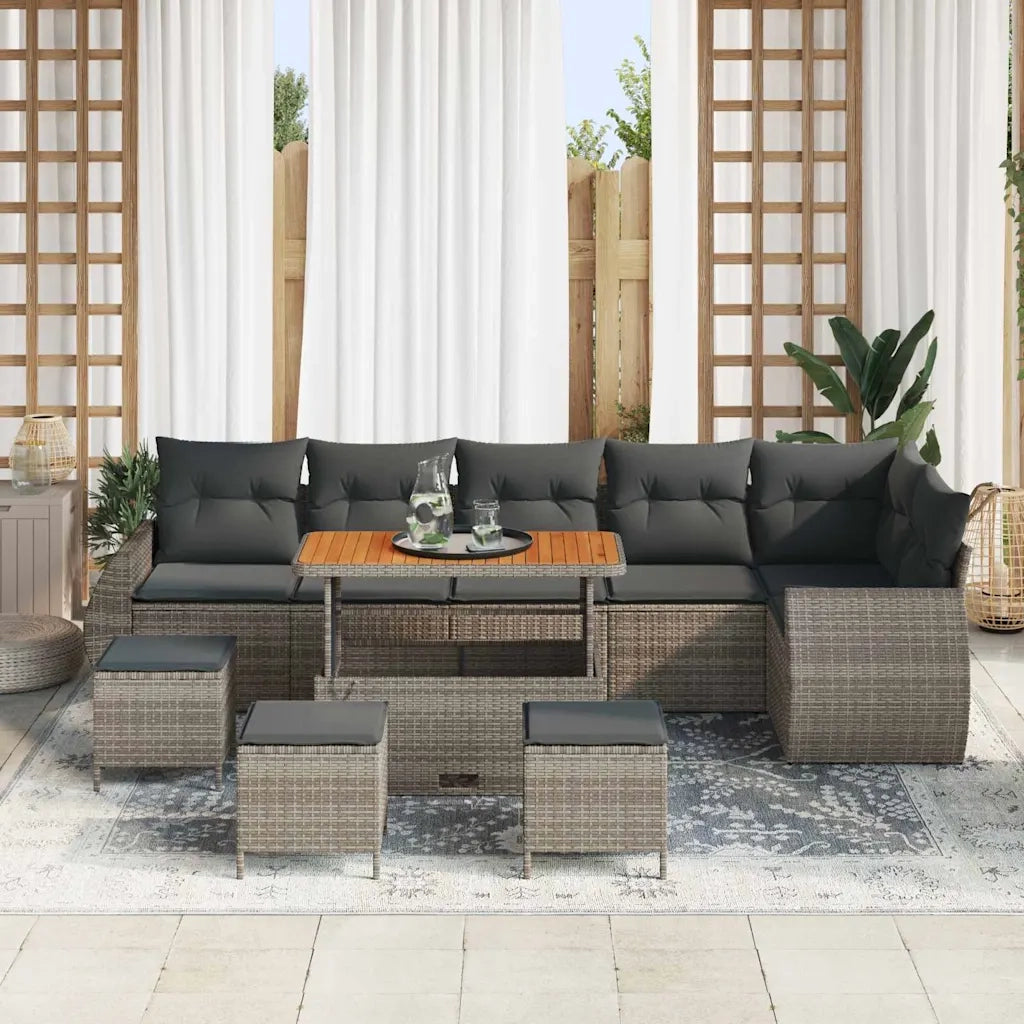 Set Divano da Giardino 10 pcs Grigio Rattan in Polipropilene 3363853