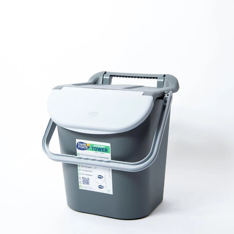 Pattumiera Raccolta Differenziata Tower Bin con Manico Grigio 30 Litri