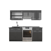 Cucina componibile R-Line Antracite lucido/Antracite 200 cm, PL Antracite Vicco
