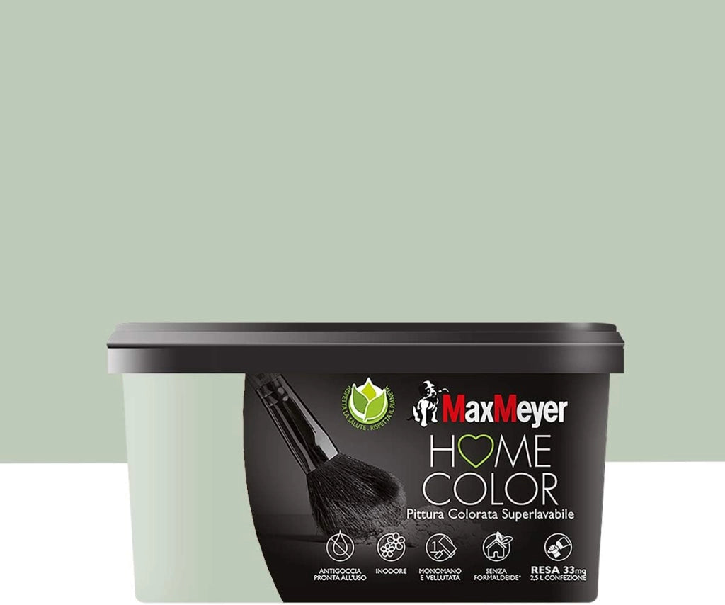 Idropittura Colorata Superlavabile per Interni HomeColor, Colore Salvia, 2.5L