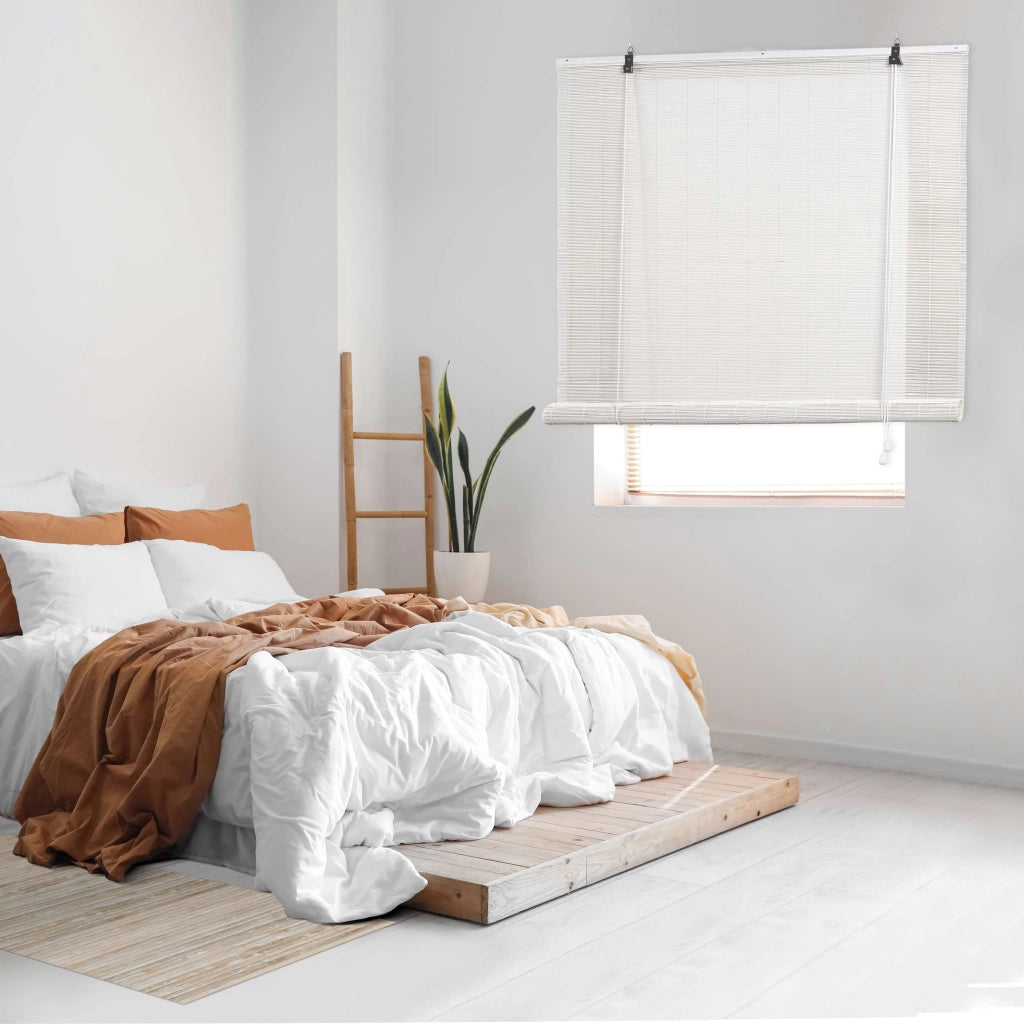 Tenda a rullo oscurante in bamboo naturale Bianco 60x175 cm