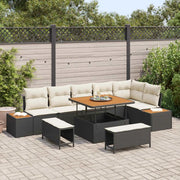 Set Divano da Giardino con cuscino 9 pcs Nero e Crema 3363315